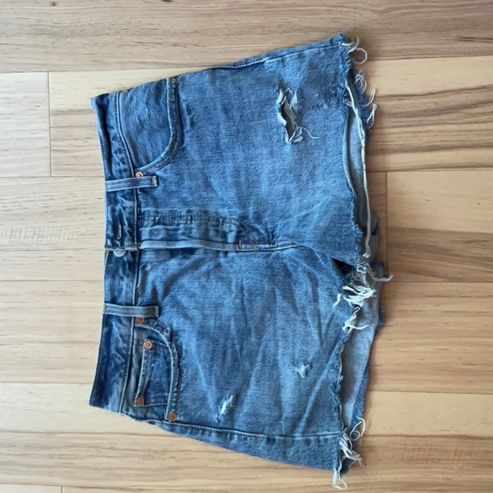 Levi's Blue Distressed Denim Shorts